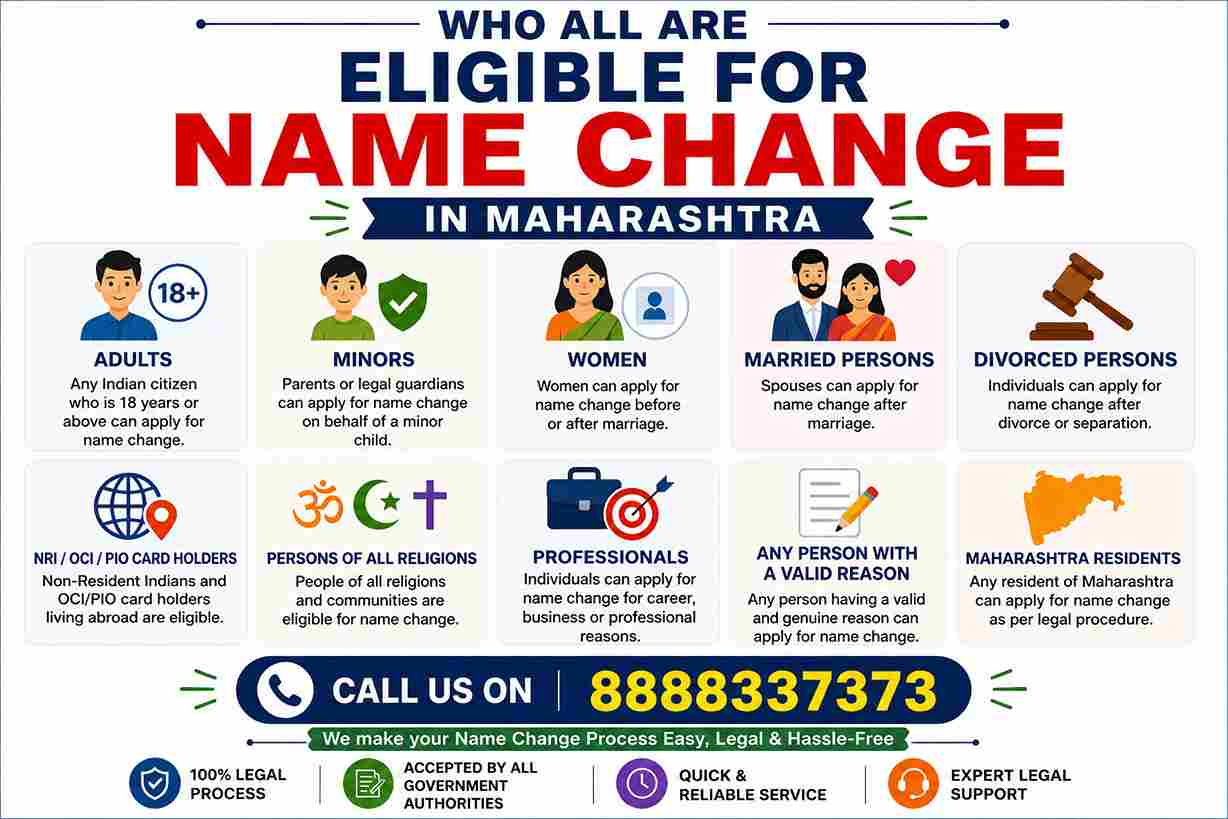 Eligibility for name change in maharashtra Gazette